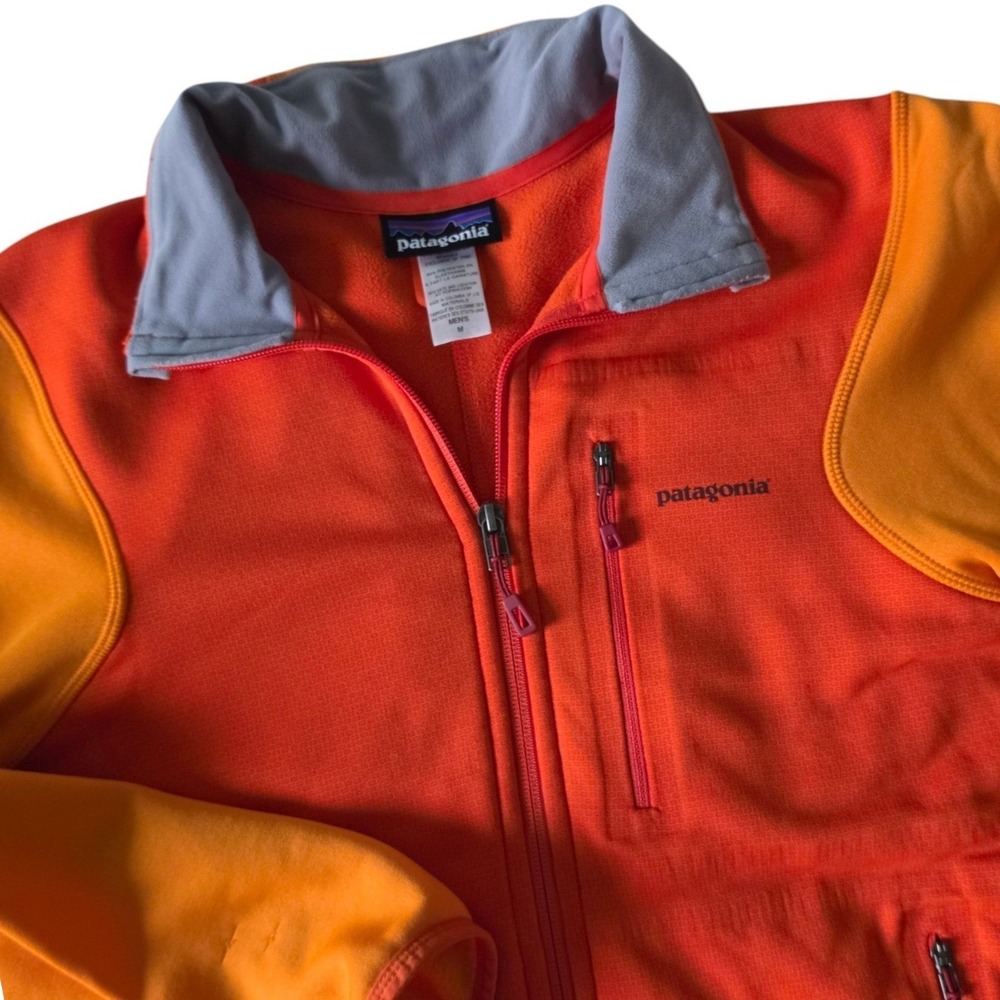Patagonia Mens Piton Hybrid Jacket Full Zip Orange Yellow Colorblock Medium